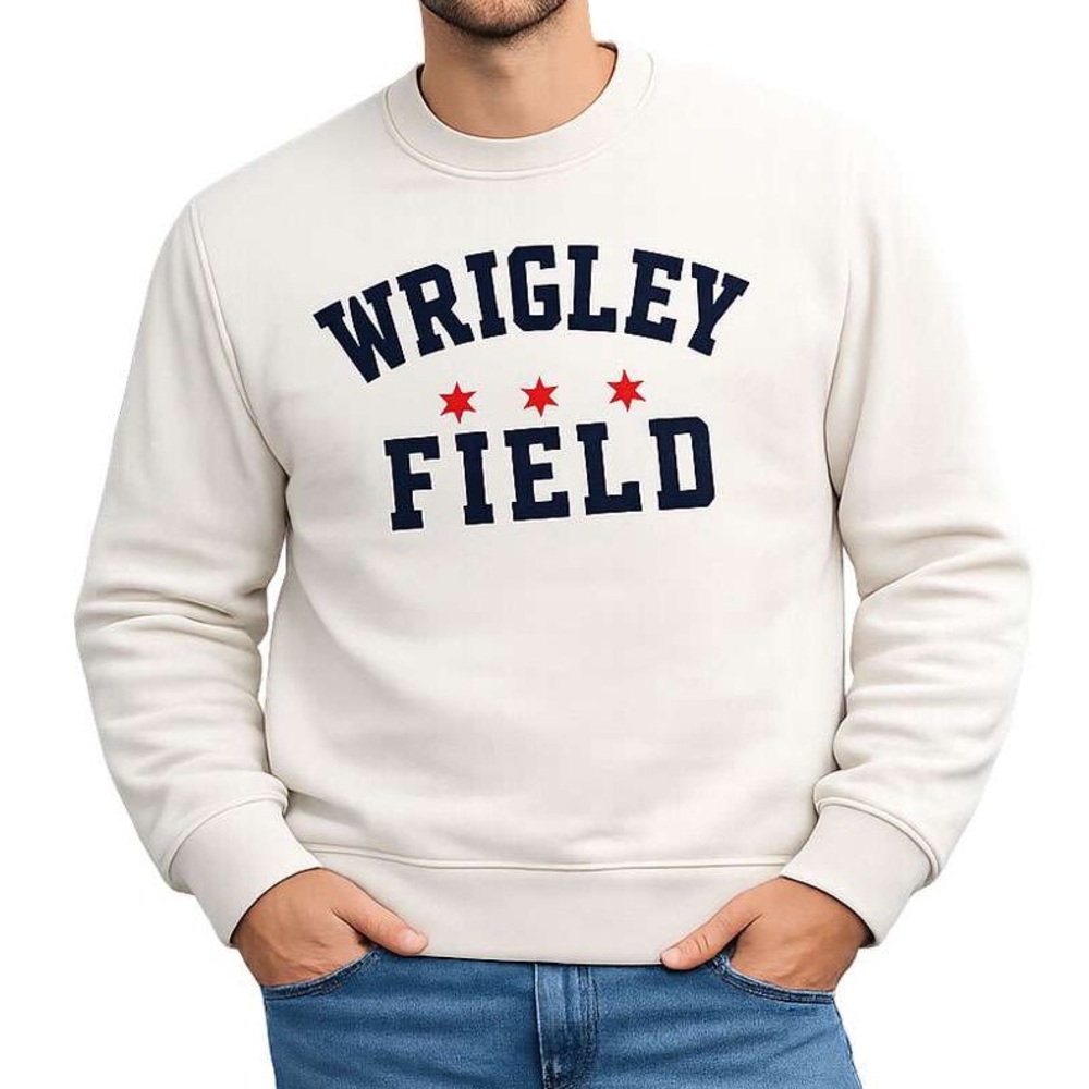 Chicago Cubs Wrigley Field Baseball Grey Longsleeve Pullover Sweater